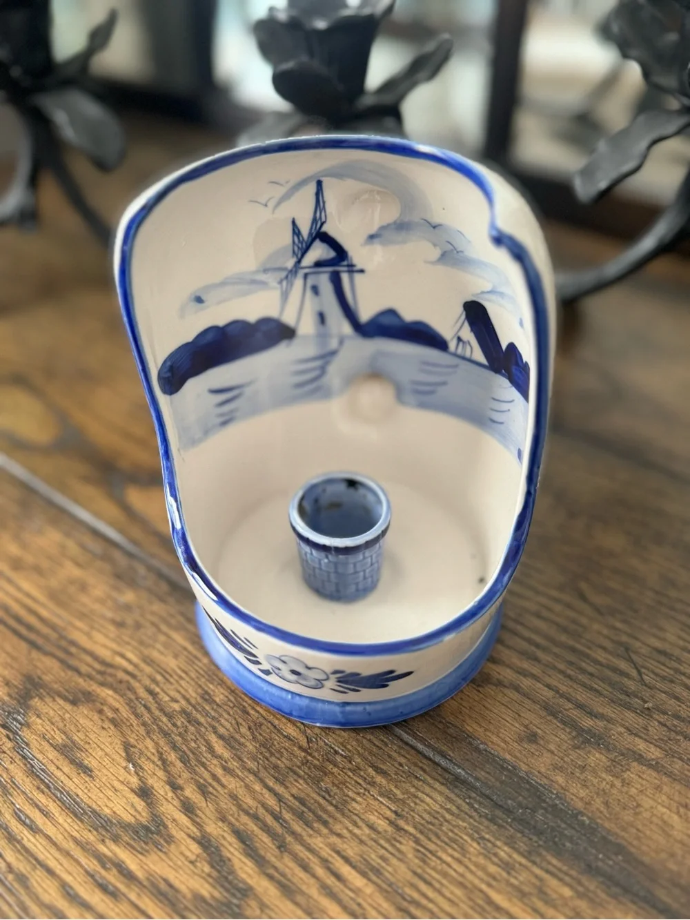 Vintage Delfts Blue Hand Painted Candle Holder 5